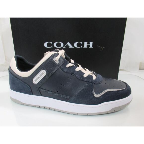 Men\'s Coach Mixed C201 Material Sneaker Lace Up Low Top Midnight Navy Size 10.5 main image 5